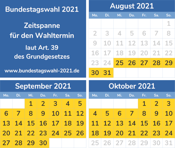 Datum für die Bundestagswahl